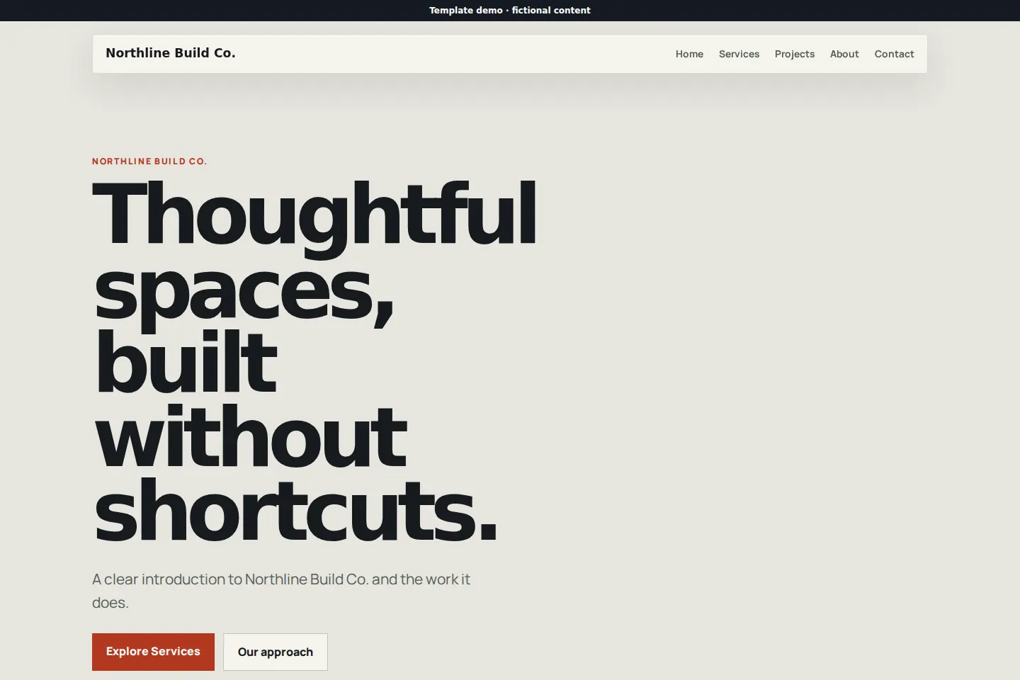 Northline Build Co. template homepage preview