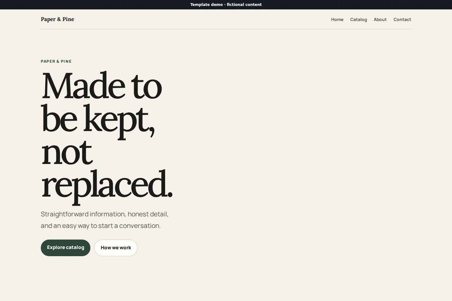 Paper & Pine template preview