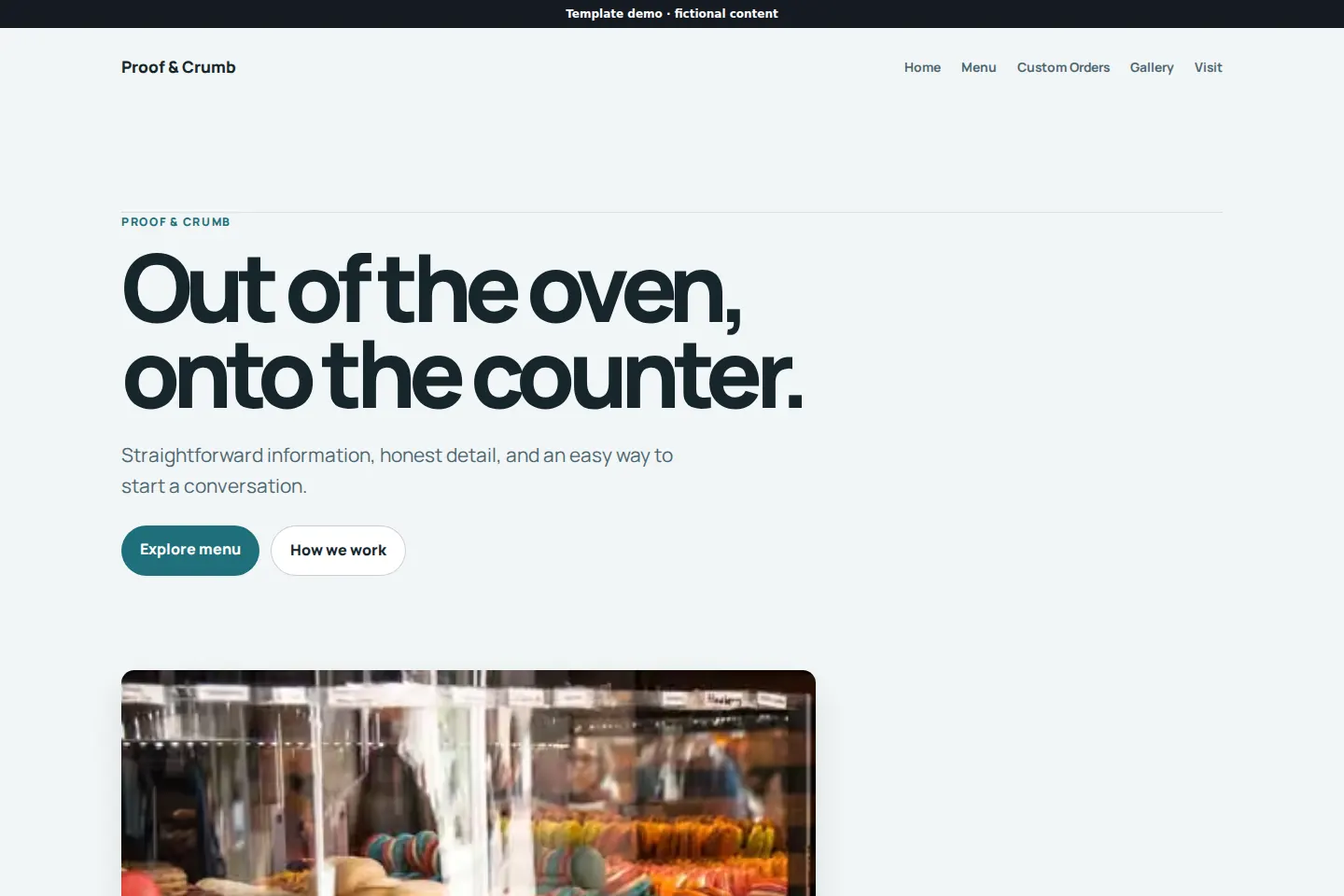 Proof & Crumb template preview