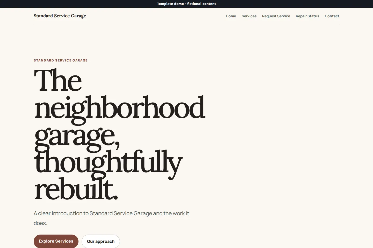 Standard Service template preview