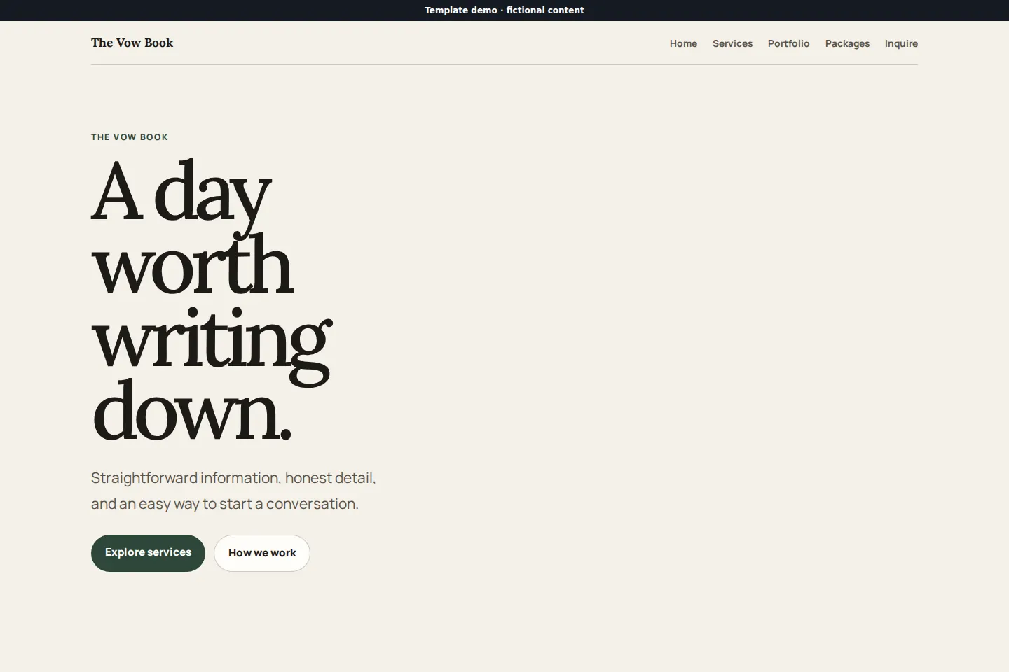 The Vow Book template preview